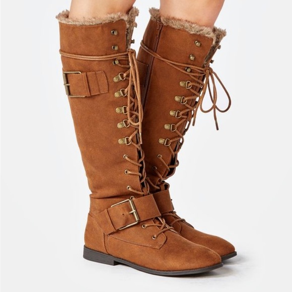 JustFab Shoes - Justfab Addison Flat Boot in Cognac